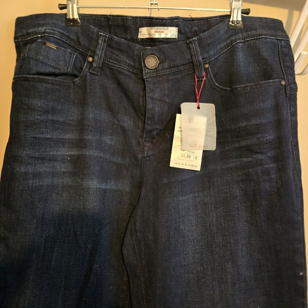 Springfield Denim Dark Blue Cotton Stretch Womens Jeans 12 L/XL (Eur 44) NWT